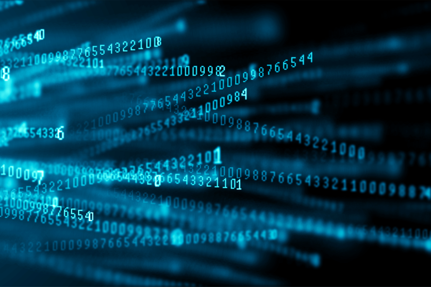 Numbers flow across the screen from left to right.